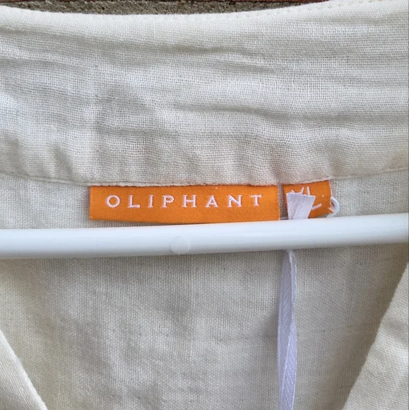 Oliphant V-Neck Roll Sleeve Mini Dress Bahama White Ecru Size XL - Picture 5 of 7